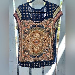 Lucky Brand Ornate Short Sleeve Top